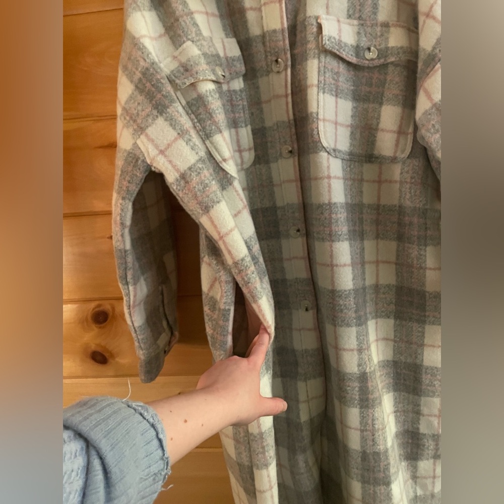Anthropologie If By Sea Bobbie Plaid Oversized Pink and grey XL Jacket/ Coat NWT - Picture 8 of 11